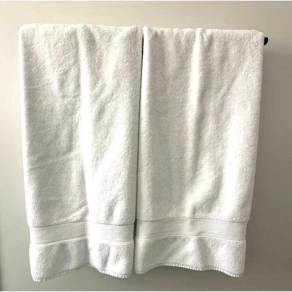Pottery Barn PB Classic White Bath Towels Set of 2 Cotton Dobby Spa 26 x 52